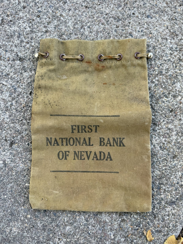 First National Bank of Nevada Canvas Bag, Painted COKE, c. 1930–1965