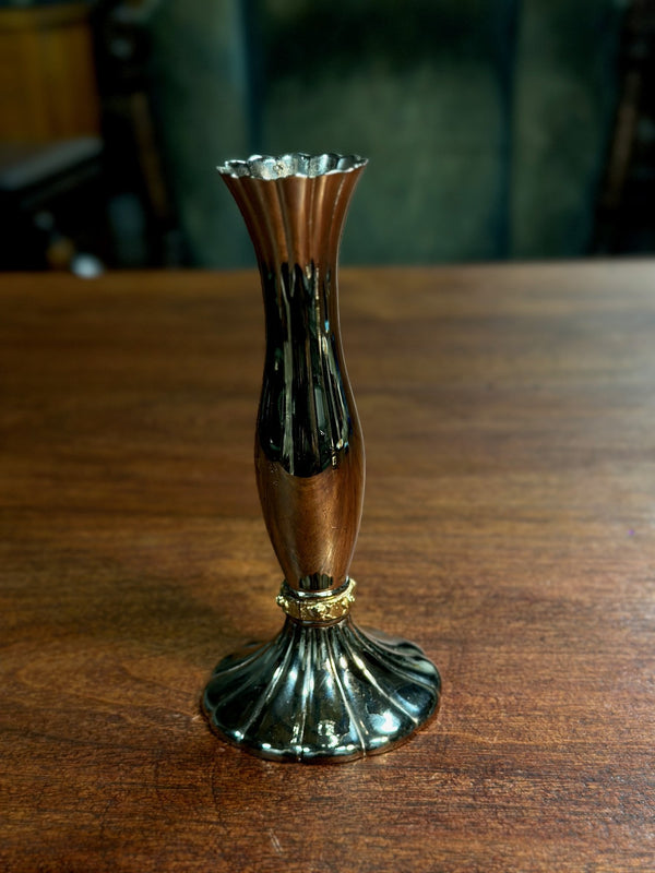 Vintage Silver Plate Fluted Bud Vase, Weighted Foot, c. 1940–1970