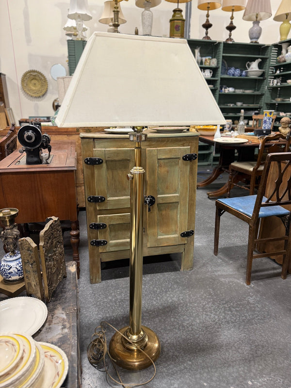 Vintage Brass Adjustable Column Floor Lamp, Domed Base, c. 1960–1985