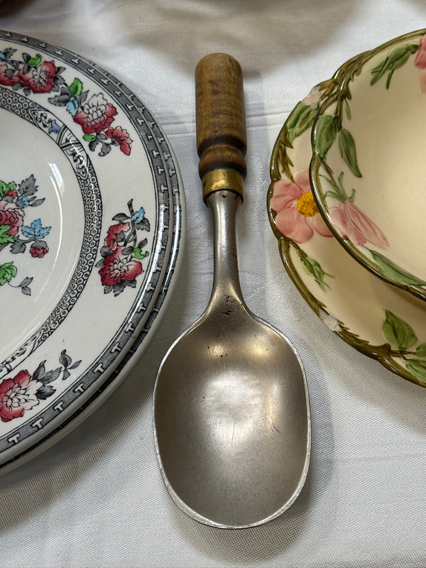 Antique Scoop with Turned Wood Handle and Brass Ferrule, c. 1890–1940