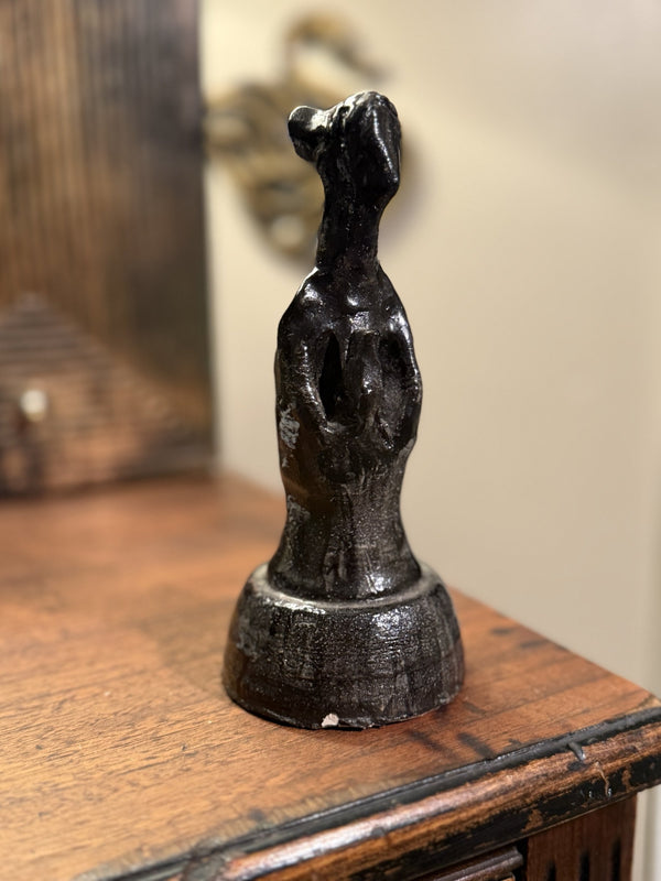 Brutalist Cast Metal Standing Figure on Integral Plinth, c. 1960–1980
