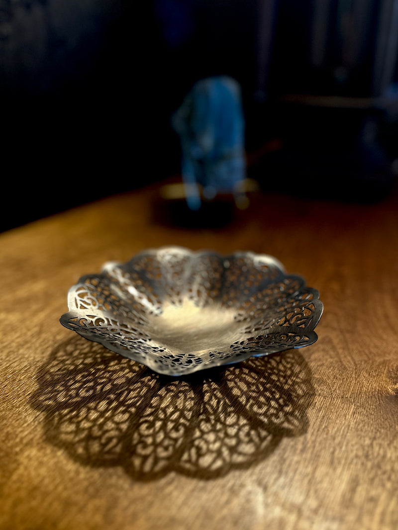 Antique International Silver Co. Lovelace Pierced Bowl on Stand (c. 1920s)