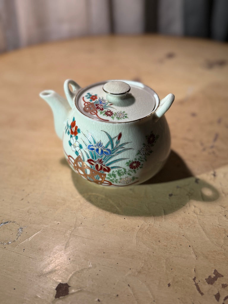 Mid-Century Japanese Celadon Floral Teapot, c 1950s