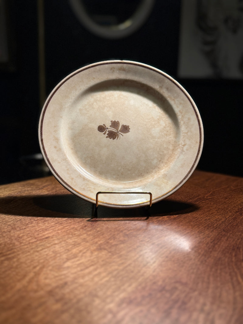 1890s W.H. Grindley Royal Ironstone Dinner Plate • English Victorian Brown Sprig Ironstone