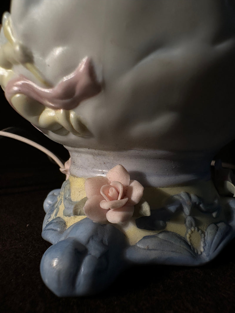 1940s Madonna and Child Ceramic Cherub Devotional Nightlight Lamp