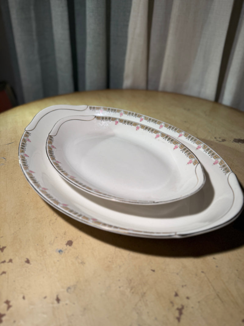 Antique Warwick China Serving Platters Floral Border USA