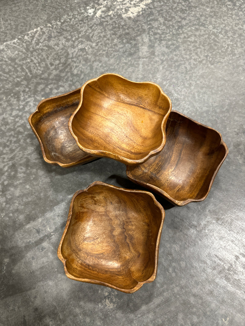 Hand-Crafted Monkey Pod Wood Serving Bowl Set, Philippines, c. 1960s–1980s