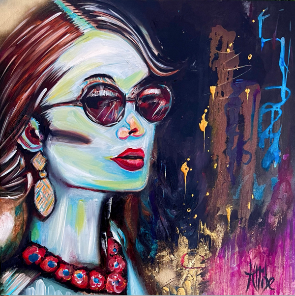 Kat Allibe, Emilia of the Infinite Realms, original mixed media on canvas