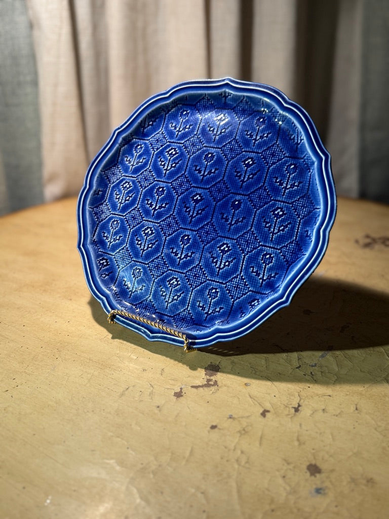 W. S. George “Petit Point” Cobalt Blue Plate (c. 1940s–1950s)