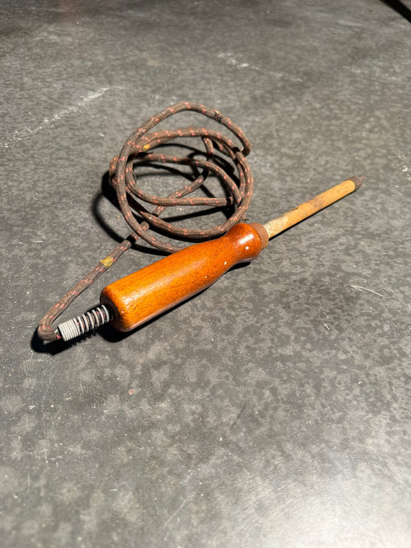 Vintage Electric Soldering Iron, Wood Handle, Cloth Cord, c. 1935–1960