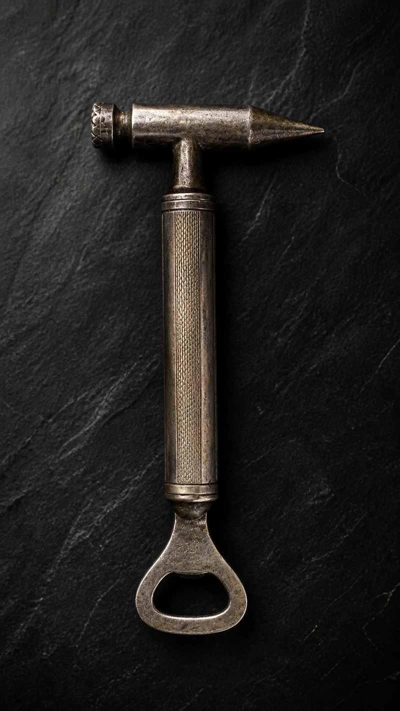 Antique Combination Corkscrew Hammer Bottle Opener, Circa 1930s–1940s | Vintage Barware, Reno NV Antiques