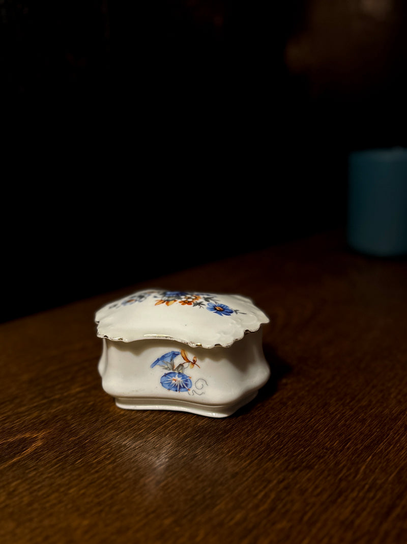 Vintage Altrohlau CMR Czechoslovakia Porcelain Trinket Box with Scalloped Lid