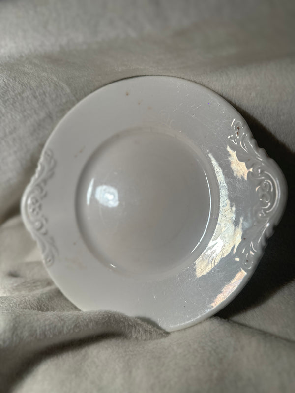 White Ironstone-Style Handled Serving Plate, c. 1920s