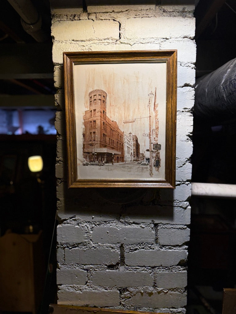 Mid-Century Sepia Urban Street Scene by David, Signed & Numbered 23/600, c. 1950s–1960s