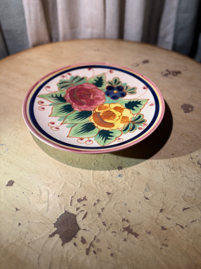 Vintage Bella Casa Floral Plate by Ganz (c. 1960s–1970s)
