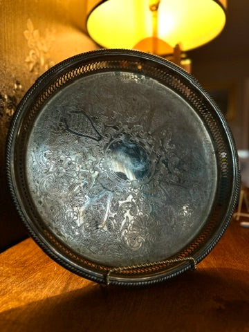 F. B. Rogers Engraved Silverplate Gallery Tray c. 1940s–1960s