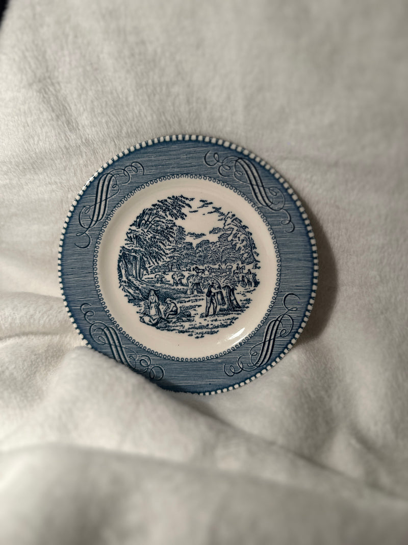 Royal China “Harvest” Blue Underglaze Transferware Plate, c. 1952