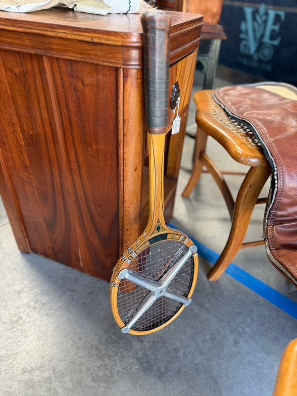 Vintage Davis Imperial Deluxe Wooden Tennis Racquet With Zephyr Press, Circa 1960s–1970s
