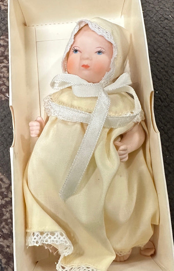 Walt Disney Productions Baby Doll, c. 1970s | Tagged Nursery Doll in Cream Gown