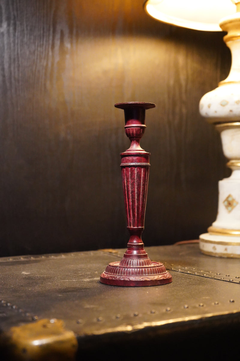 Early 20th-Century Red Painted Copper-Alloy Neoclassical Candlestick, c. 1920s–1940s