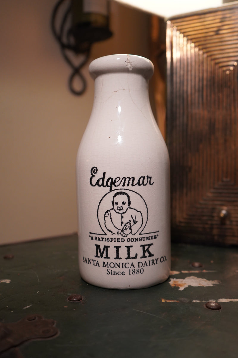 Edgemar Milk Stoneware Bottle, c. 1960s Santa Monica Dairy Co. Advertising Piece