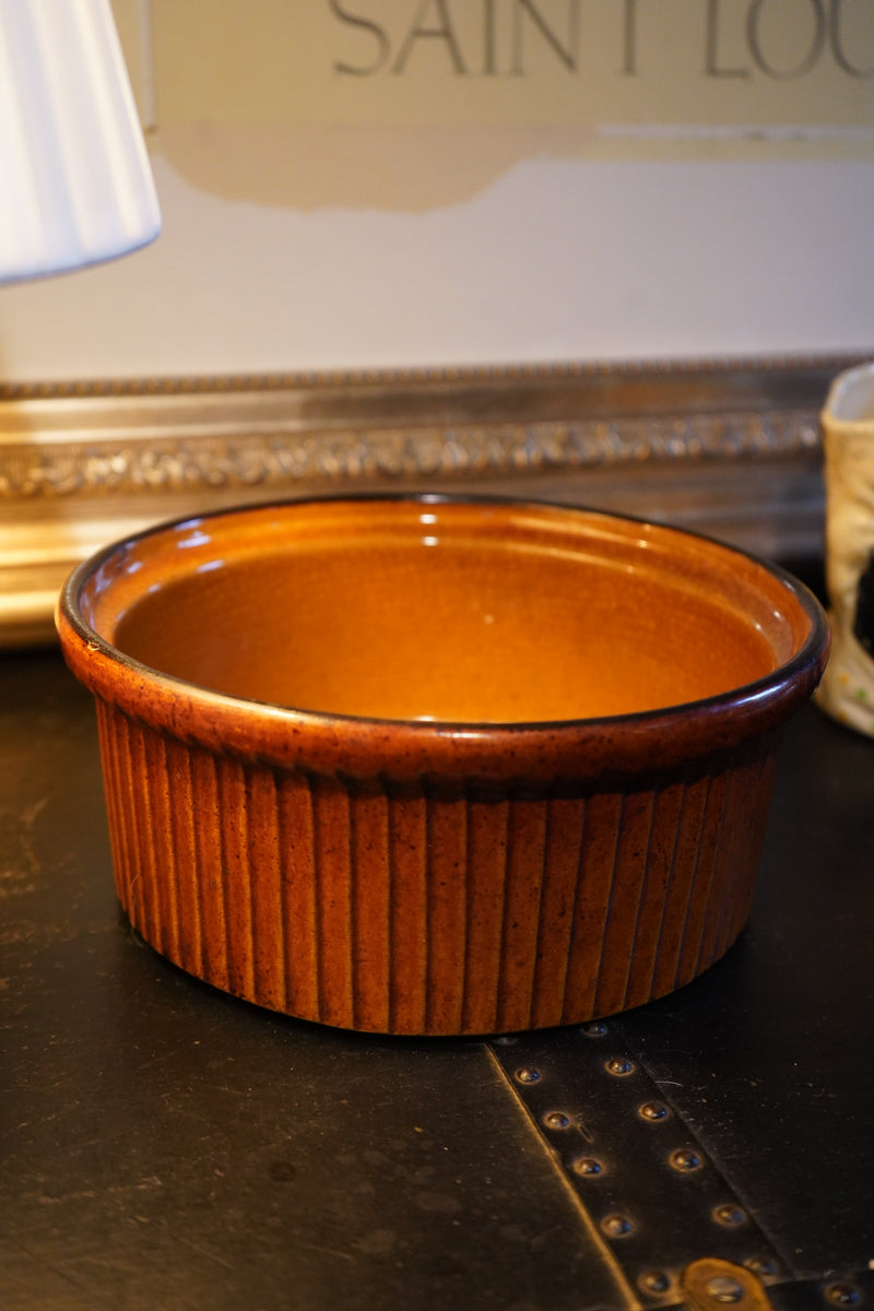 Mid Century French Stoneware Soufflé Dish, c. 1960s "La Cigogne" Alsatian Kitchen Ware