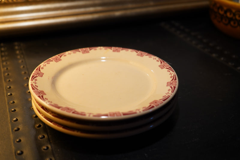 Jackson China Jac-Tan Plates, Trio, c. 1930s–1940s Stenciled American Restaurant Ware