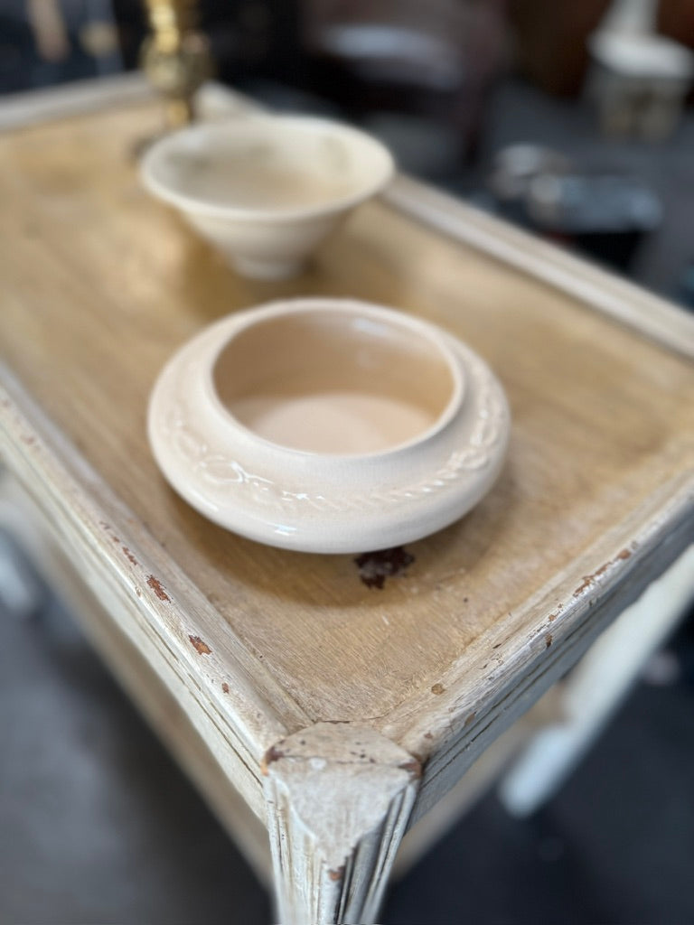 Vintage Signed Cream Glaze Studio Pottery Bowl, Circa 1960s–1970s