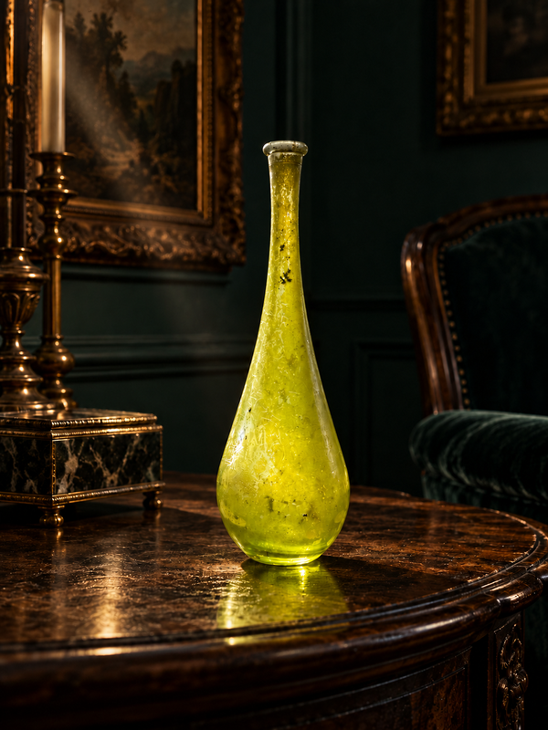 Antique Hand Blown Canary Yellow Glass Bud Vase, c. 1880–1930