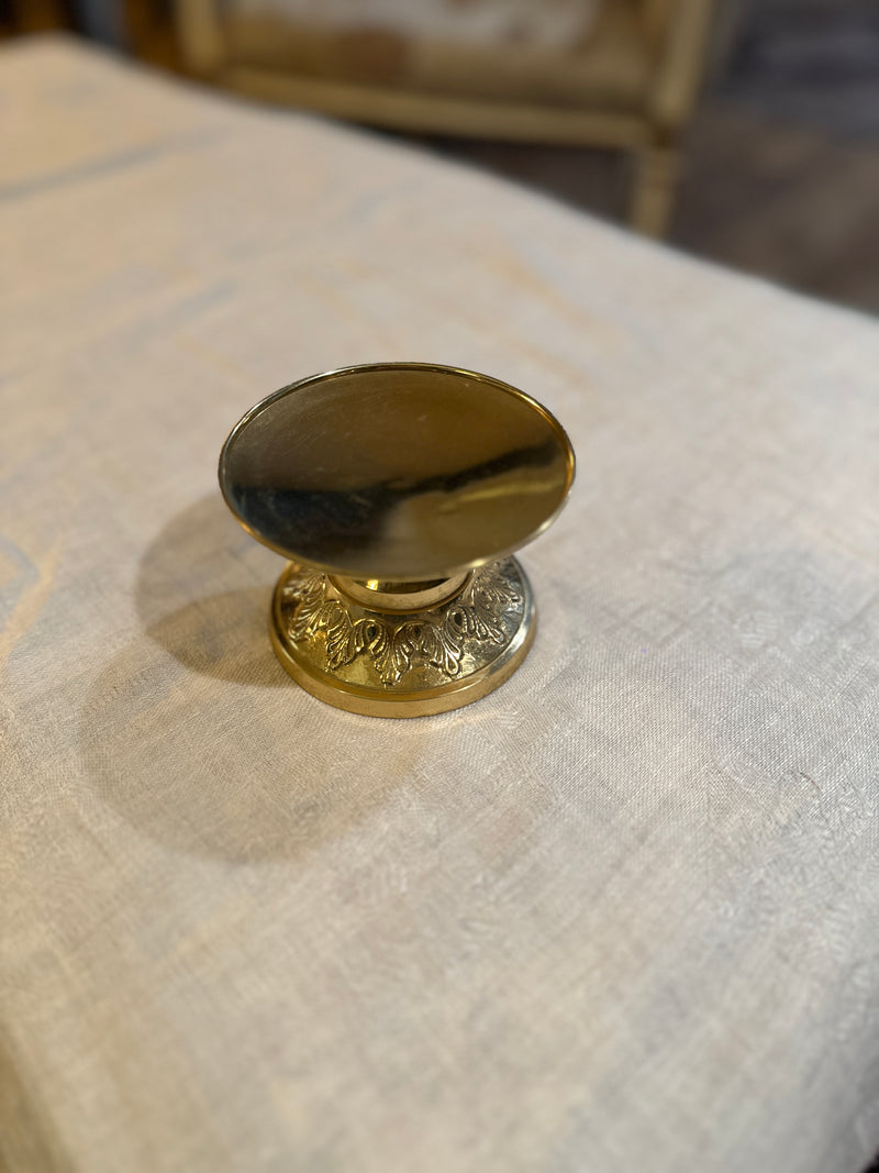 Vintage Brass Pedestal Candle Holder with Acanthus Base, c. 1970s