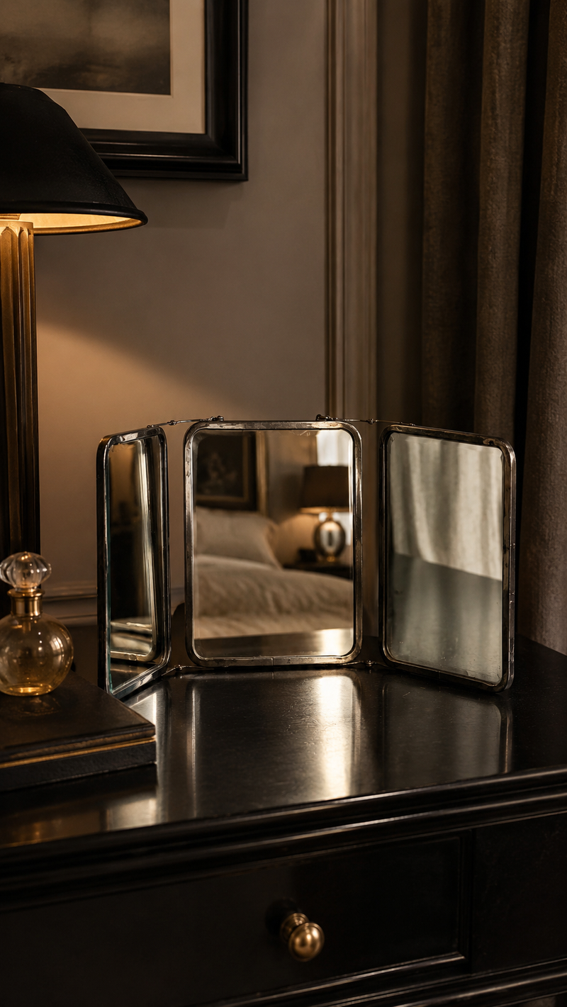 c. 1930s Art Deco Tri-Fold Beveled Vanity Mirror