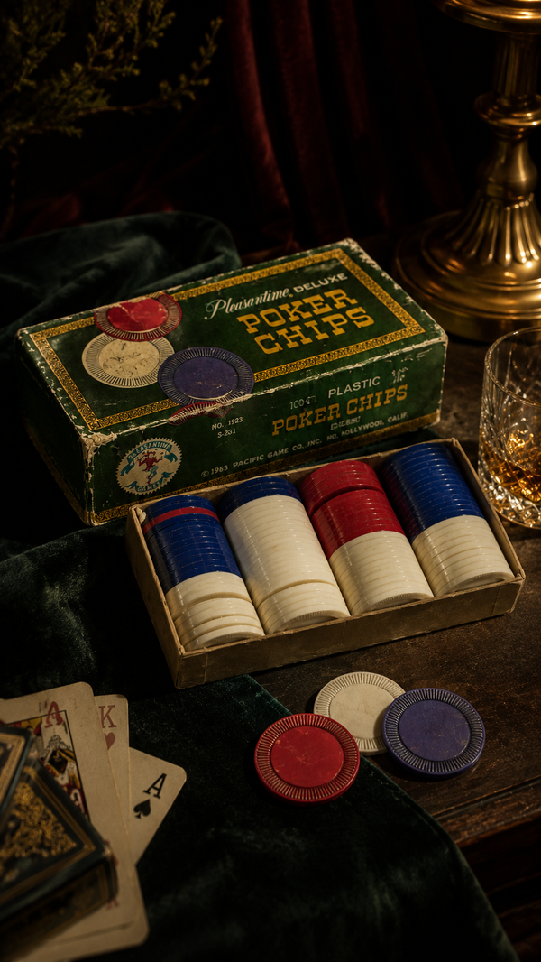1963 Pleasantime Deluxe Poker Chips Set by Pacific Game Co.