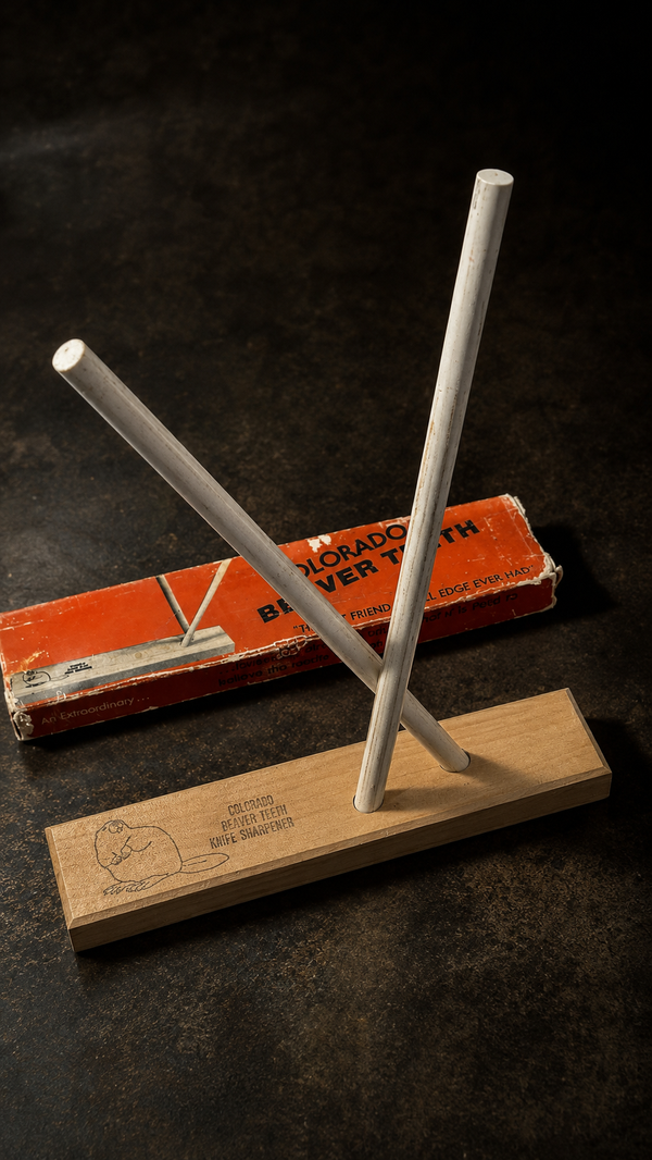Colorado Beaver Teeth Knife Sharpener, c. Late 1960s | Ceramic Rod Sharpener with Original Box