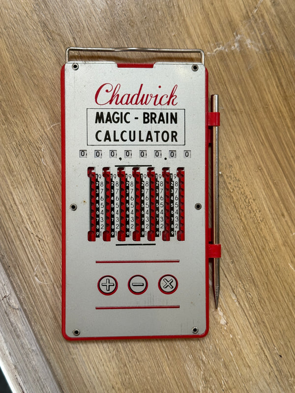 Vintage 1955 Chadwick Magic-Brain Mechanical Calculator With Stylus
