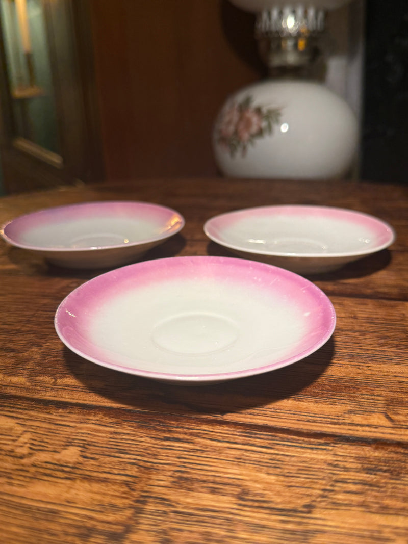 Leuchtenburg Porcelain Pink Ombre Saucers, Germany, c. 1925-1940 (Set of Three)