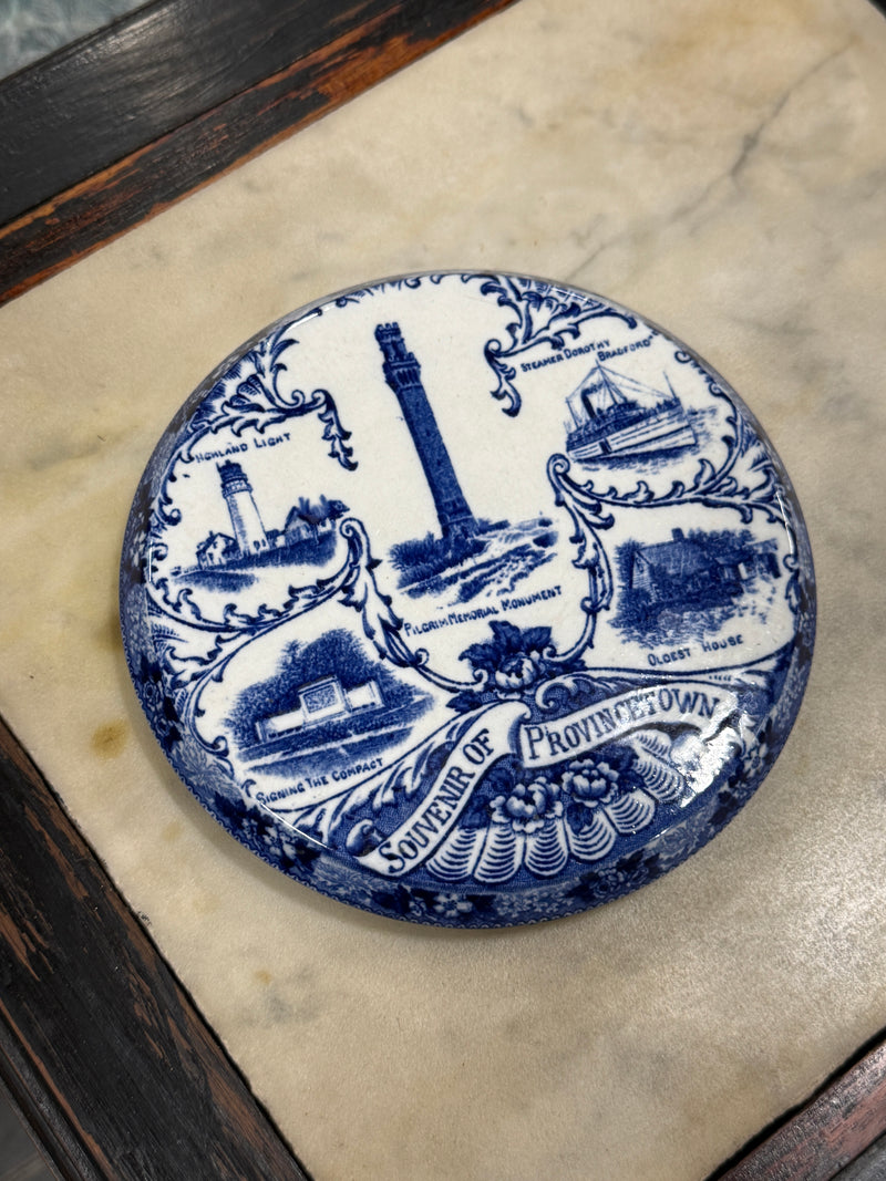 W. Adams & Sons Provincetown Souvenir Tea Tile, c. 1910s–1930s Staffordshire Transferware
