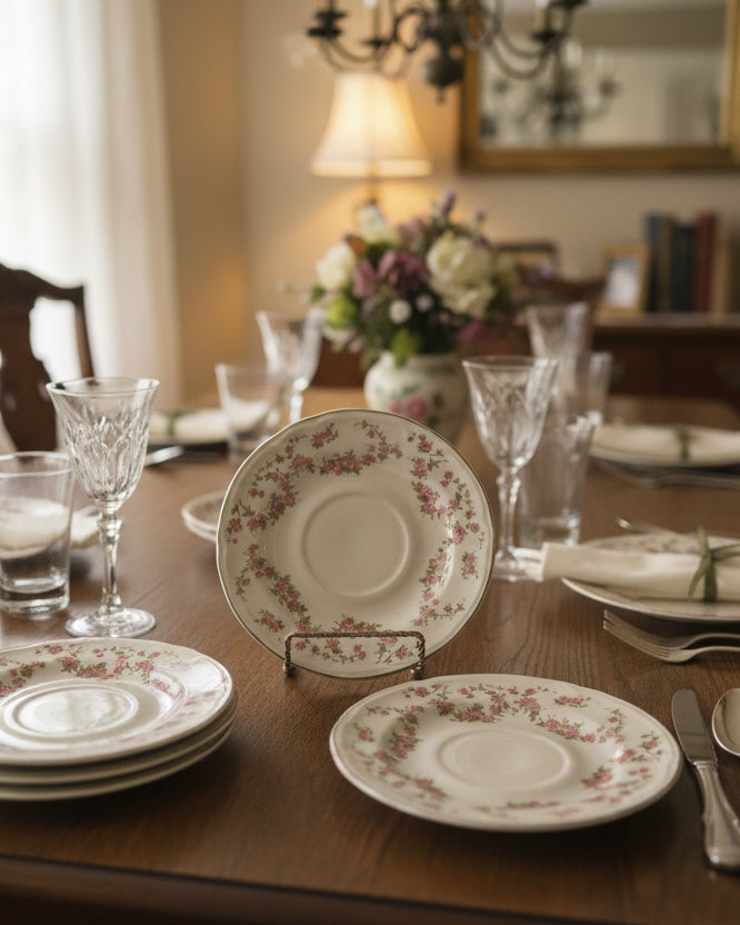 Mid-Century American Floral Restaurant Plates by Knowles China Company (Set of 5)