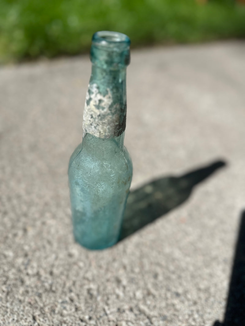 American Bottle Co. Beer Bottle, c. 1905–1916 Dug Aqua Glass with Burial Patina