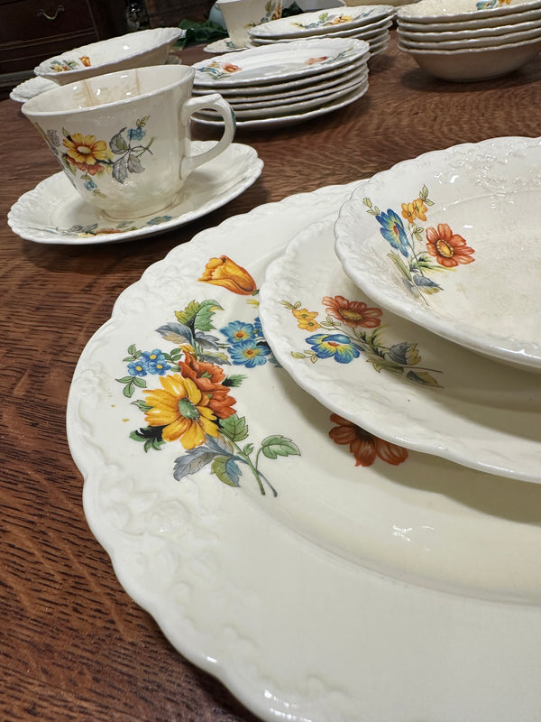 1930s Taylor, Smith & Taylor Floral Dinnerware Set, 53 Pieces