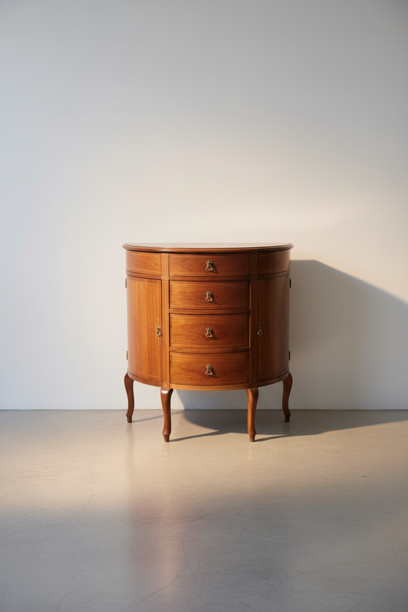 Federal Revival Demi-Lune Cabinet with Curved Drawers and Side Doors c. 1940s