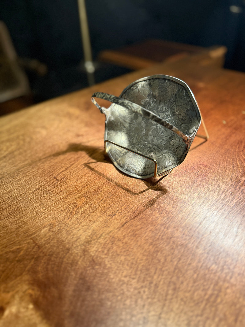 Tapestry Handled Aluminum Presentation Bowl with Floral Engraving, c. 1930–1940
