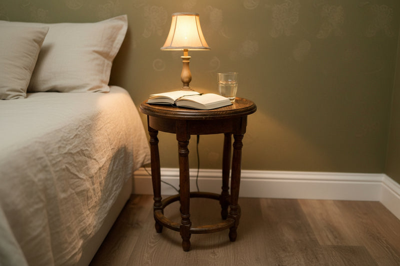 Antique Oak Round Side Table — English Arts & Crafts Movement, Circa 1900–1915