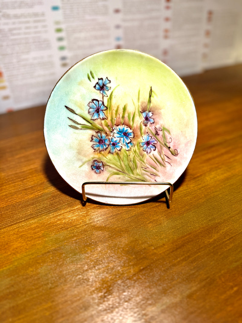 Hand-Painted Wildflower Porcelain Plate Signed Dolly • Mid-Century Studio Art