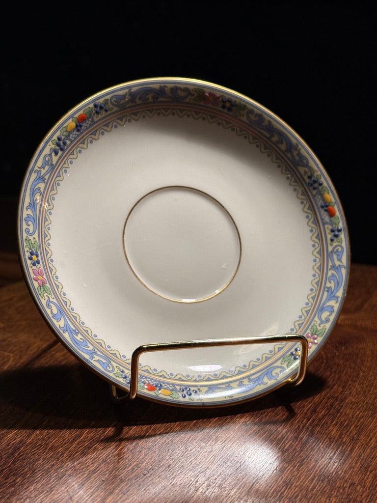 Lenox “Trent” Saucer • Early Art Deco Ivory Porcelain • c. 1918–1923 • Enamel & Gilt (Set Of 2)