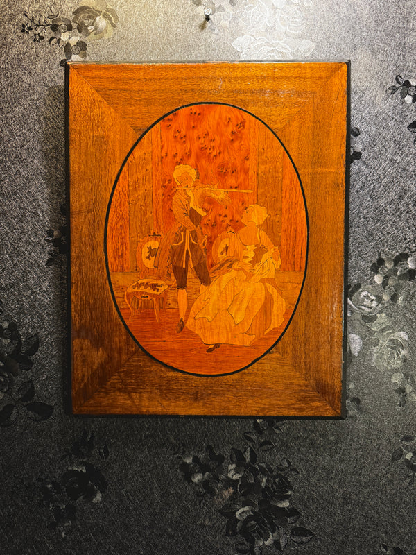 Marquetry Panel “The Violin Serenade” — Signed J. U. Hind 1938
