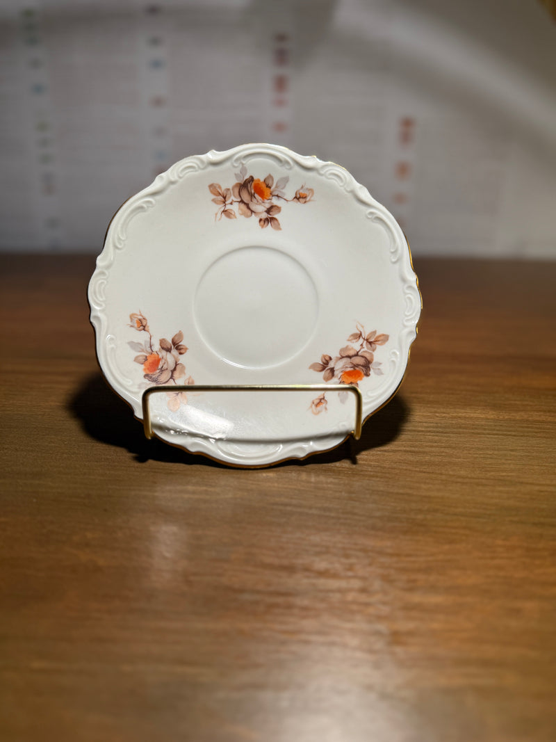 Mitterteich Bavaria “Norway Rose” Saucers • 1950s Bavarian Porcelain • Set of 7