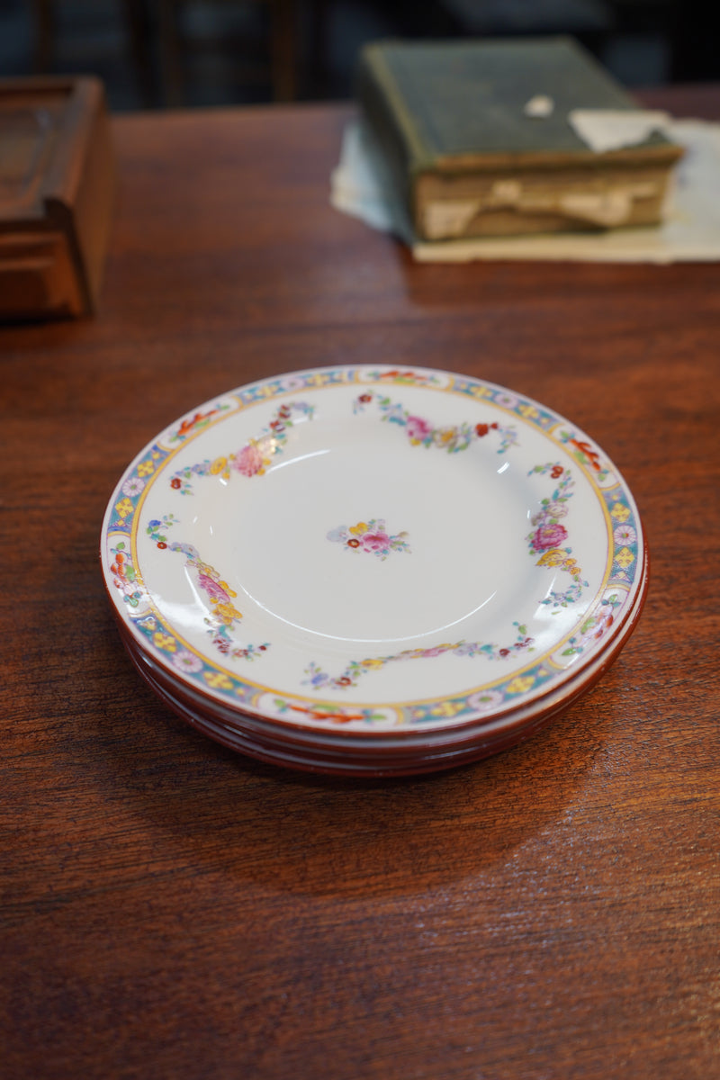 Set of (4) Antique Minton Plates — Turquoise Jeweled Border with Floral Swags, Pattern A4707, England, c. 1900