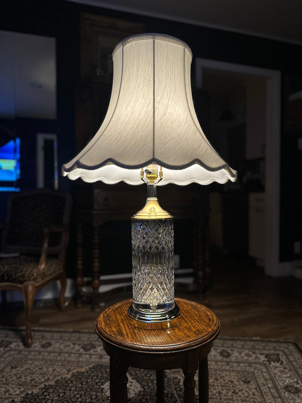 Vintage Crystal Table Lamps Coordinating Pair Brass Base c.1970s