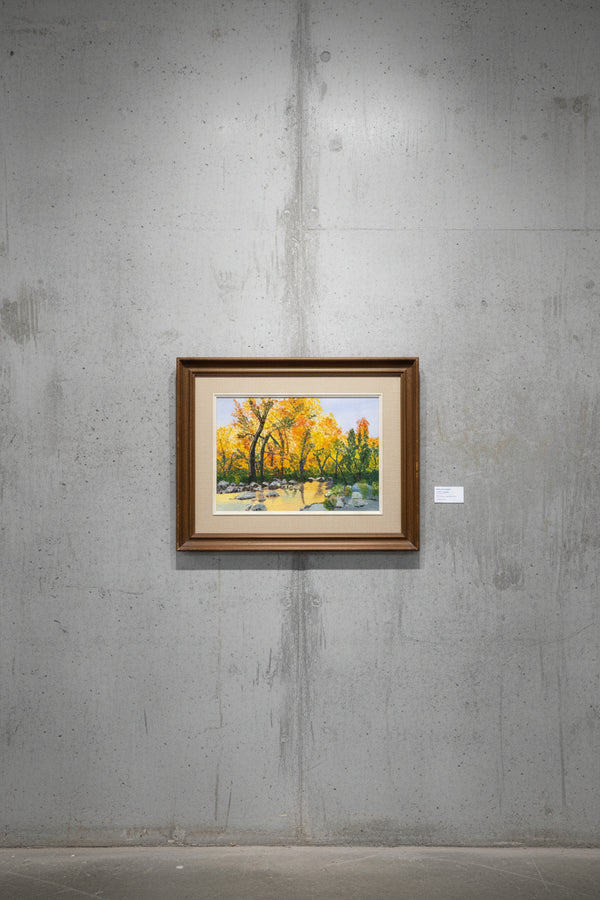Vintage Impasto Autumn Creek Landscape Oil Painting