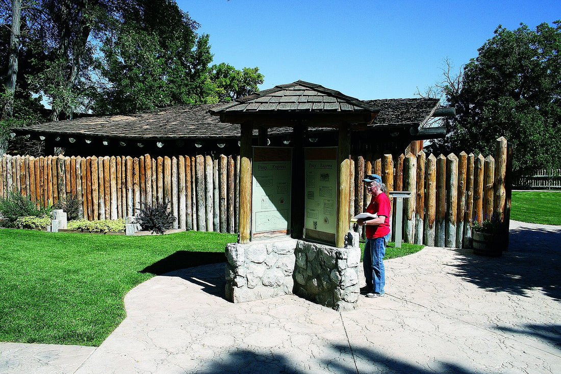 The reconstructed Mormon Station trading post stockade in Genoa, Nevada, at Mormon Station State Historic Park.